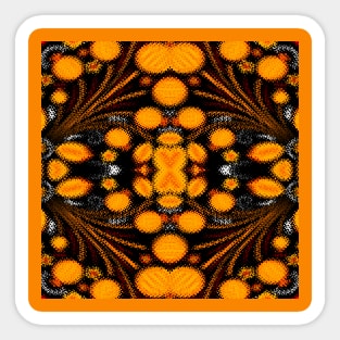 orange and black floral design pattern Sticker